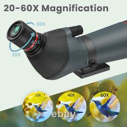 20-60X65 Spotting Scope with Full Size Tripod, Phone Adapter, Controller and Cle