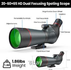 20-60X65 Spotting Scope with Full Size Tripod, Phone Adapter, Controller and Cle