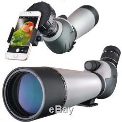 20-60x80 Zoom Spotting Scope Angled 2''Eyepiece Dual Focus TelescopeDigiscoping