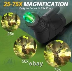 25-75X80 Spotting Scope with Tripod BAK4 High Definition Waterproof Spotter