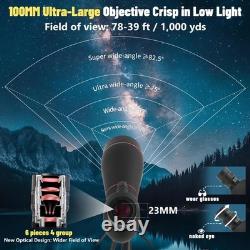 25-75x100 Spotting Scope, BAK4 FMC Waterproof Spotter Scope with Tripod Phone