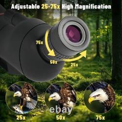 25-75x100 Spotting Scope, BAK4 FMC Waterproof Spotter Scope with Tripod Phone