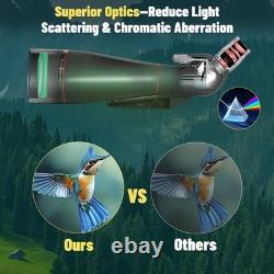 25-75x100 Spotting Scope, BAK4 FMC Waterproof Spotter Scope with Tripod Phone