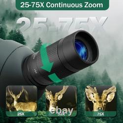 25-75x100 Spotting Scopes, Spotter Scope with Metal Tripod, BAK4 for Bird Watchi