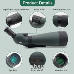 25-75x100 Spotting Scopes, Spotter Scope with Metal Tripod, BAK4 for Bird Watchi
