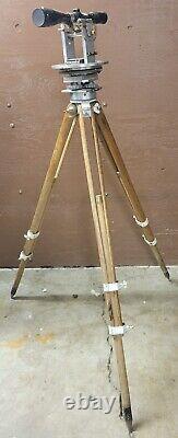 Antique Wood Surveyor Tripod Transit Level Converted to Spotting Scope Stand