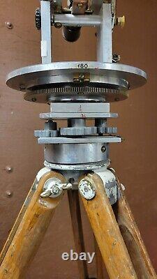 Antique Wood Surveyor Tripod Transit Level Converted to Spotting Scope Stand