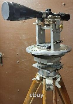 Antique Wood Surveyor Tripod Transit Level Converted to Spotting Scope Stand