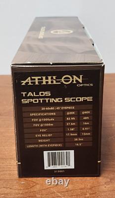 Athlon Optics Talos 20-60x80 Outdoor Hunting Spotter Scope Black/Desert Tan NEW