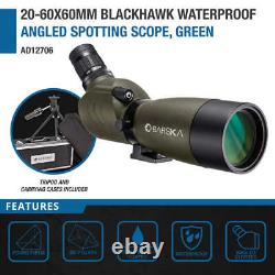 Barska 20-60x60mm Blackhawk Green Angled Spotting Scope, Tripod & Carry Case Kit