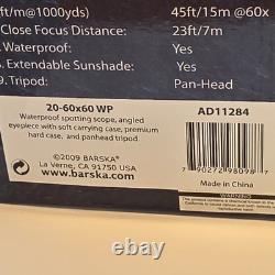 Barska Blackhawk 20-60x60mm Angled Spotting Scope AD11284 NIB