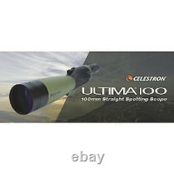 Celestron 52257 Ultima 100 Straight Spotting Scope, 22-66x Zoom Eyepiece (52257)