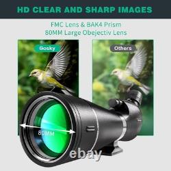 Gosky HD 20-60x80 Spotting Scope with Tripod & Carrying Case