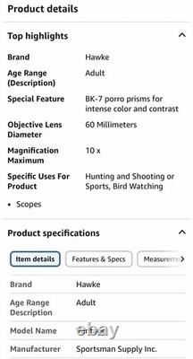 Hawke Vantage 20-60x60mm (60 mm) Angled Spotting Scope w Tripod and Case