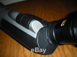 Leica televid 62mm APO spotting scope-angled with eyepiece and case. Stellar