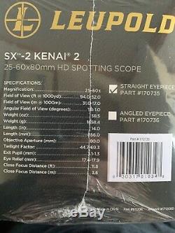 Leupold SX-2 Kenai 2, 25-60x80mm HD Spotting Scope NEW