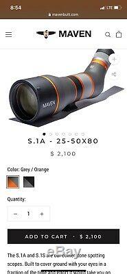 MINT! MAVEN S. 1A 25-50X80 cornerstone spotting scope. Orange