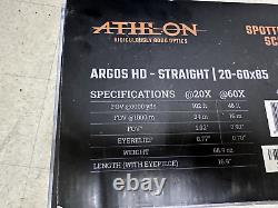 New Athlon Argos HD 20-60x85mm Straight Angle Hunting Spotting Scope 314002