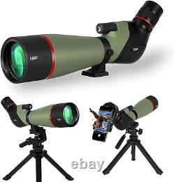 Newest 20-60X80 HD Dual Focusing Spotting Scope, BAK4 Prism 45 Degree Angled Eye