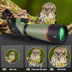 Newest 20-60X80 HD Dual Focusing Spotting Scope, BAK4 Prism 45 Degree Angled Eye