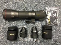 Nikon EDG Fieldscope 85 Angled Spotting Scope 2 New Eyepieces Excellent Optics