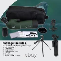 SV28 Spotting Scopes with Tripod, Angled 25-75x70mm Spotter Scope with Phone