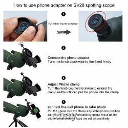 SVBONY SV28 Spotting Scopes 25-75x70 45° Angled telescopes+Tripod+Phone Adapter