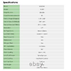 SVBONY SV401 Spotting Scope 20-60x80mm 93 44ft Waterproof for shooting target