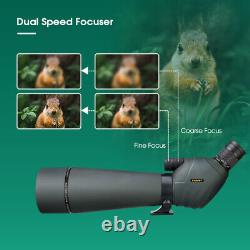 SVBONY SV411 20-60x80mm Spotting Scope FMC 21mm Eyepiece Long Range Target Shot