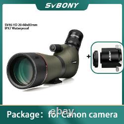 SVBONY SV46 20-60x80 Spotting Scope Zoom Nitrogen Filled Water-proof Dual Focus