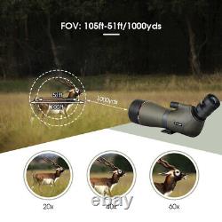 SVBONY SV46 HD Spotting Scopes 20-60x80 Bak4 FMC Zoom Telescopes Birding/Hunting