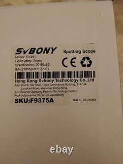 SVBony SA401 APO Spotting Scope, Double ED Glass, 20-60x85mm, Includes Hard Case