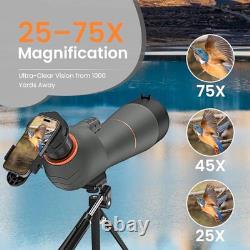Spotting Scope Premium Optics 25-75x85 with Tripod Black