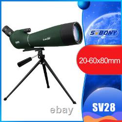 Spotting Scope SV28 Telescope SVBONY 20-60x80 BAK4 Prism Refractor Angled US