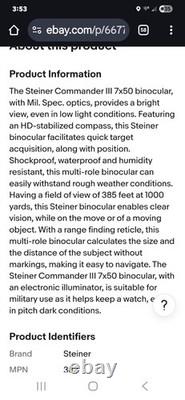 Steiner Commander III 7X50 HD Stabilized Compass