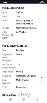 Steiner Commander III 7X50 HD Stabilized Compass