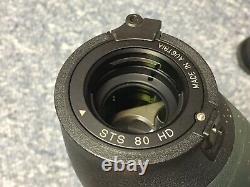 Swarovski STS 80 HD Straight Spotting Scope 20-60x Eyepiece Lens Caps -Excellent