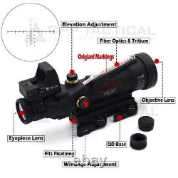 TA11 3.5X35 Real Red Fiber Optic Illuminated Glass Riflescope with Red Dot Sight