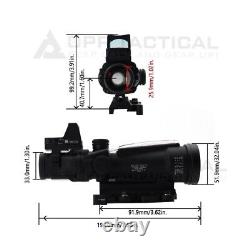 TA11 3.5X35 Real Red Fiber Optic Illuminated Glass Riflescope with Red Dot Sight