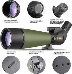 Updated 20-60X80 Spotting Scope with Tripod, Carrying Bag BAK4 Angled Scope fo