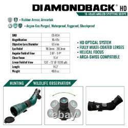 VORTEX Diamondback HD 16-48x65 Angled Spotting Scope with Car Window Mount & Cap