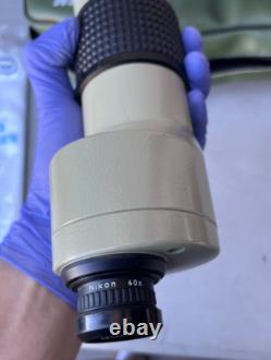 Vintage Nikon Spotting Scope D=60 with 20x & 40x Eyepiece & Leather Case + Box