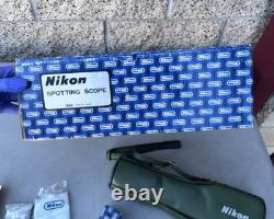 Vintage Nikon Spotting Scope D=60 with 20x & 40x Eyepiece & Leather Case + Box
