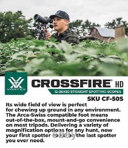 Vortex Optics Crossfire HD 12-36x50 Straight Spotting Scope with Free CD Hat