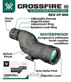 Vortex Optics Crossfire HD 12-36x50 Straight Spotting Scope with Free CD Hat