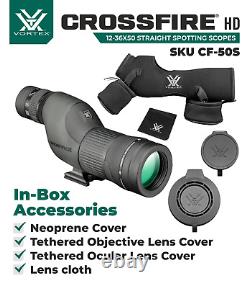 Vortex Optics Crossfire HD 12-36x50 Straight Spotting Scope with Free CD Hat