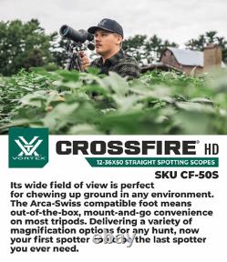 Vortex Optics Crossfire HD 12-36x50 Straight Spotting Scope with Free CF Hat