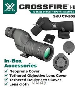 Vortex Optics Crossfire HD 12-36x50 Straight Spotting Scope with Free CF Hat