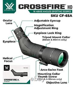 Vortex Optics Crossfire HD 16-48x65 Angled Spotting Scope CF-65A with Free CD Hat