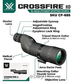 Vortex Optics Crossfire HD 16-48x65 Straight Spotting Scope CF-65S withFree CD Hat